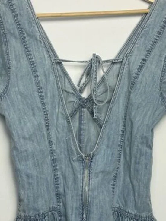 FP We The Free Mia Denim Playsuit Romper 100% cotton NWT Size M - Picture 7 of 10